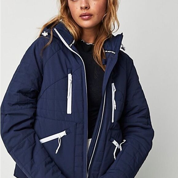 FREE PEOPLE MOVEMENT ALL PREPPED SHORT PARKA IN NAVY NWT SIZE XL - Picture 6 of 9